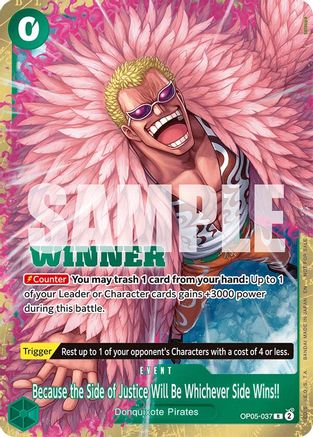 Because the Side of Justice Will Be Whichever Side Wins!! (Winner Pack 2025 Vol. 4) (OP05-037) - [One Piece Promotion Cards] Foil
