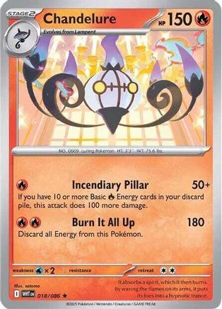 Chandelure 017/086  - Reverse Holofoil SV Black Bolt - Rare