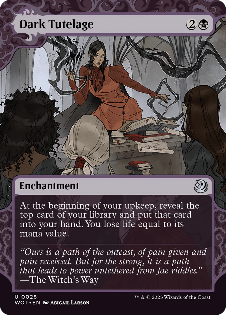 Dark Tutelage  [Wilds of Eldraine: Enchanting Tales]: (Showcase) (Borderless) Foil