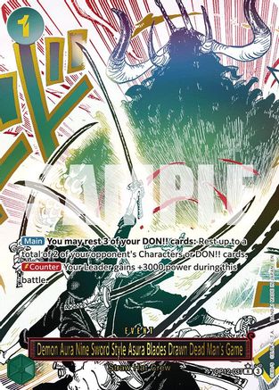 Demon Aura Nine Sword Style Asura Blades Drawn Dead Man's Game (Alternate Art) (OP12-037) - [Legacy of the Master] Foil