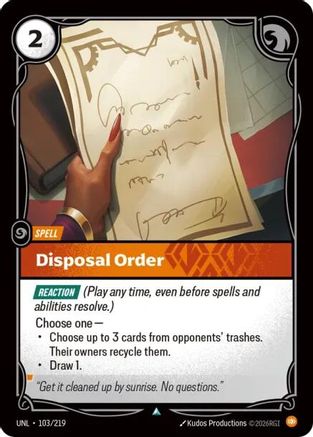 Disposal Order (103/219) - Riftbound - [Unleashed] Foil