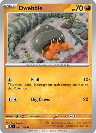 Dwebble 054/086  - Reverse Holofoil SV Black Bolt - Common