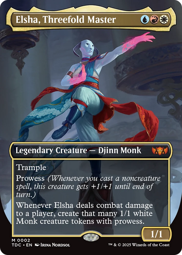 Elsha, Threefold Master (Borderless) [Tarkir: Dragonstorm Commander] Foil