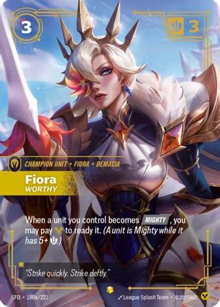 Fiora - Worthy (Alternate Art) (180a/221) - Riftbound - [Spiritforged] Foil