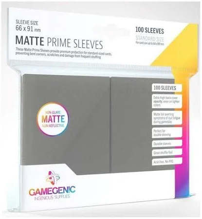 Gamegenic Matte Prime Sleeves - 100ct. (Standard Size) DARK GRAY