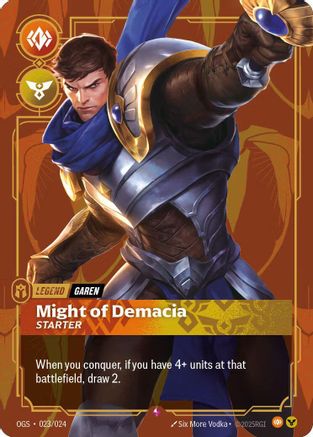 Garen - Might of Demacia (Metal) (023/024) - Riftbound - [Riftbound Organized Play Promotional Cards] Foil
