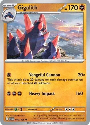 Gigalith 045/086  - Reverse Holofoil SV White Flare - Uncommon