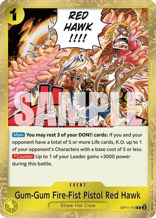 Gum-Gum Fire-Fist Pistol Red Hawk (OP11-114) - [A Fist of Divine Speed] Foil