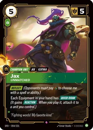 Jax - Unmatched (054/221) - Riftbound - [Spiritforged] Foil