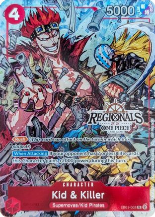 Kid & Killer (CS 25-26 Regionals Textured Chase Promo) (EB01-003) - [One Piece Promotion Cards] Foil