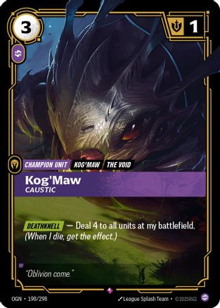 Kog'Maw - Caustic (190/298) - Riftbound - [Origins] Foil