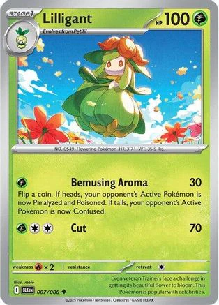Lilligant 007/086  - Reverse Holofoil SV Black Bolt - Uncommon