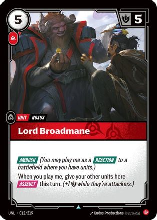 Lord Broadmane (012/219) - Riftbound - [Unleashed]
