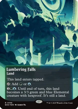 Lumbering Falls (0159) (Borderless) (Galaxy Foil)  [Edge of Eternities: Stellar Sights] Foil