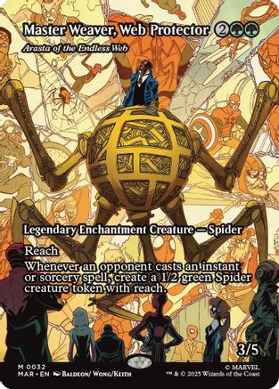Master Weaver, Web Protector - Arasta of the Endless Web (Borderless)  [Marvel Eternal-Legal] Foil