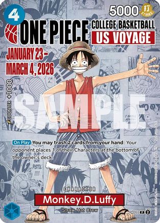 Monkey.D.Luffy (055) (College Basketball US Voyage) (P-055) - [One Piece Promotion Cards] Foil