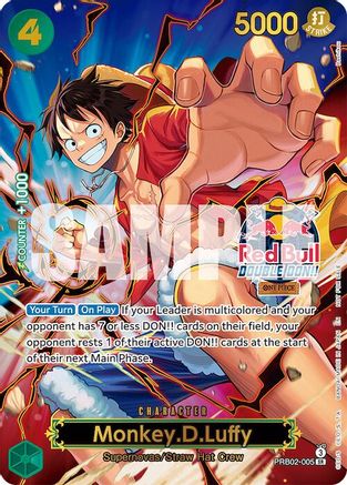 Monkey.D.Luffy (Red Bull Double Don!!) (Winner) (Textured) (PRB02-005) - [One Piece Promotion Cards] Foil