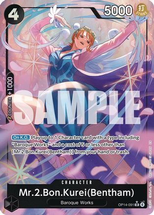 Mr.2.Bon.Kurei (Bentham) (Alternate Art) (OP14-091) - [The Azure Sea's Seven] Foil