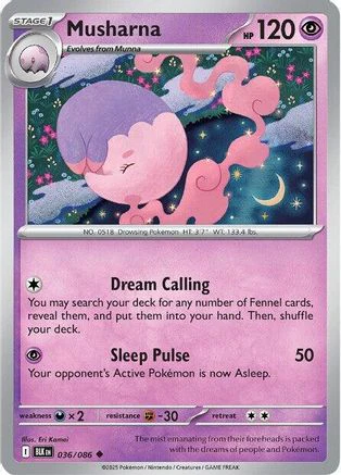 Musharna 039/086  - Reverse Holofoil SV Black Bolt - Uncommon