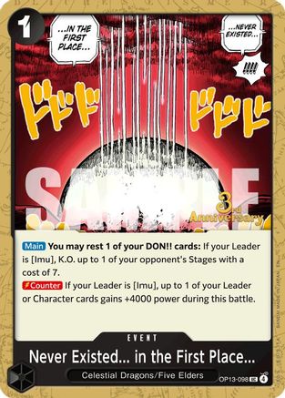 Never Existed... in the First Place... (OP13-098) - [Carrying On His Will: 3rd Anniversary Tournament Cards]