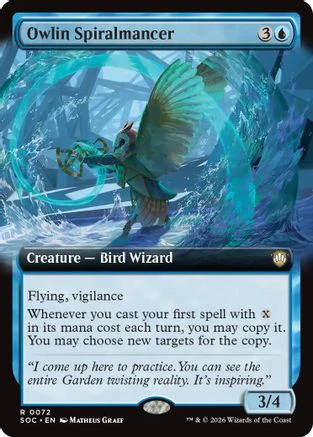 Owlin Spiralmancer (Extended Art)  [Commander: Secrets of Strixhaven]