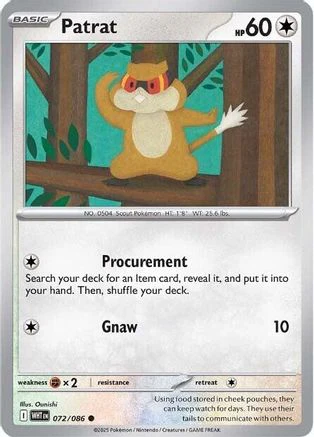 Patrat 070/086  - Reverse Holofoil SV White Flare - Common
