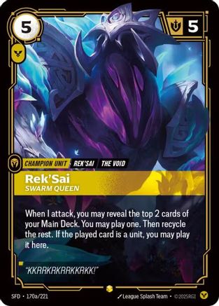 Rek'Sai - Swarm Queen (Alternate Art) (170a/221) - Riftbound - [Spiritforged] Foil