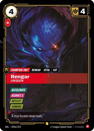 Rengar - Unseen (Alternate Art) (024a/219) - Riftbound - [Unleashed] Foil
