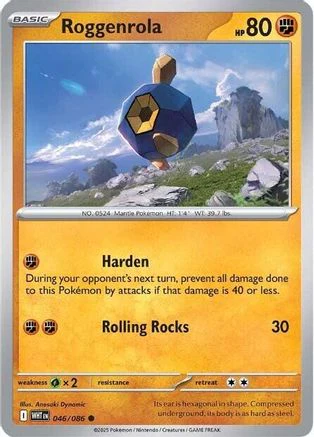 Roggenrola 043/086  - Reverse Holofoil SV White Flare - Common