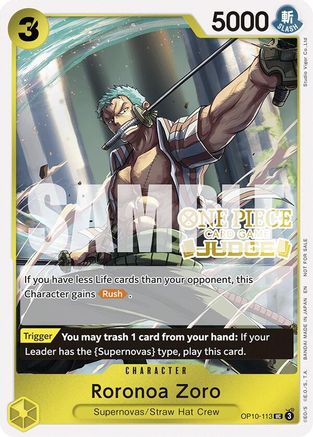 Roronoa Zoro (Judge Pack Vol. 6) (OP10-113) - [One Piece Promotion Cards] Foil
