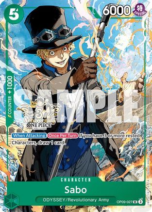 Sabo - OP09-027 (3rd Anniversary Tournament 3 Brothers Pack) (OP09-027) - [Carrying On His Will: 3rd Anniversary Tournament Cards]
