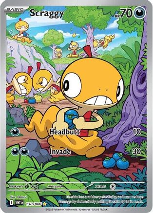 Scraggy 136/086  - Holofoil SV White Flare - Illustration Rare