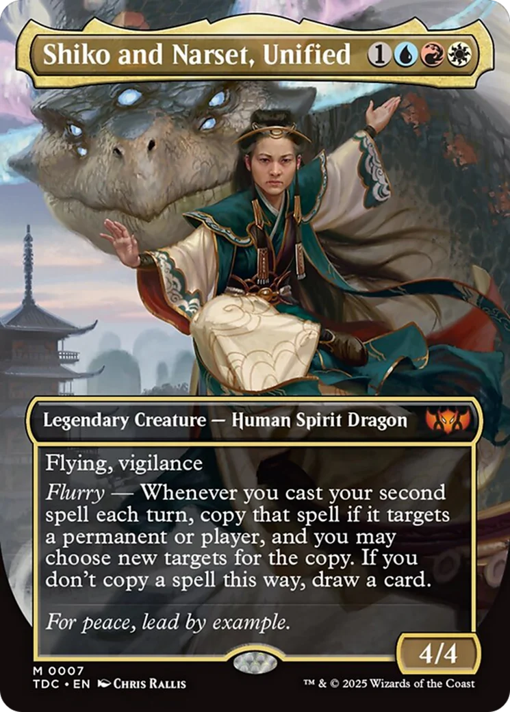 Shiko and Narset, Unified (Borderless) [Tarkir: Dragonstorm Commander] Foil