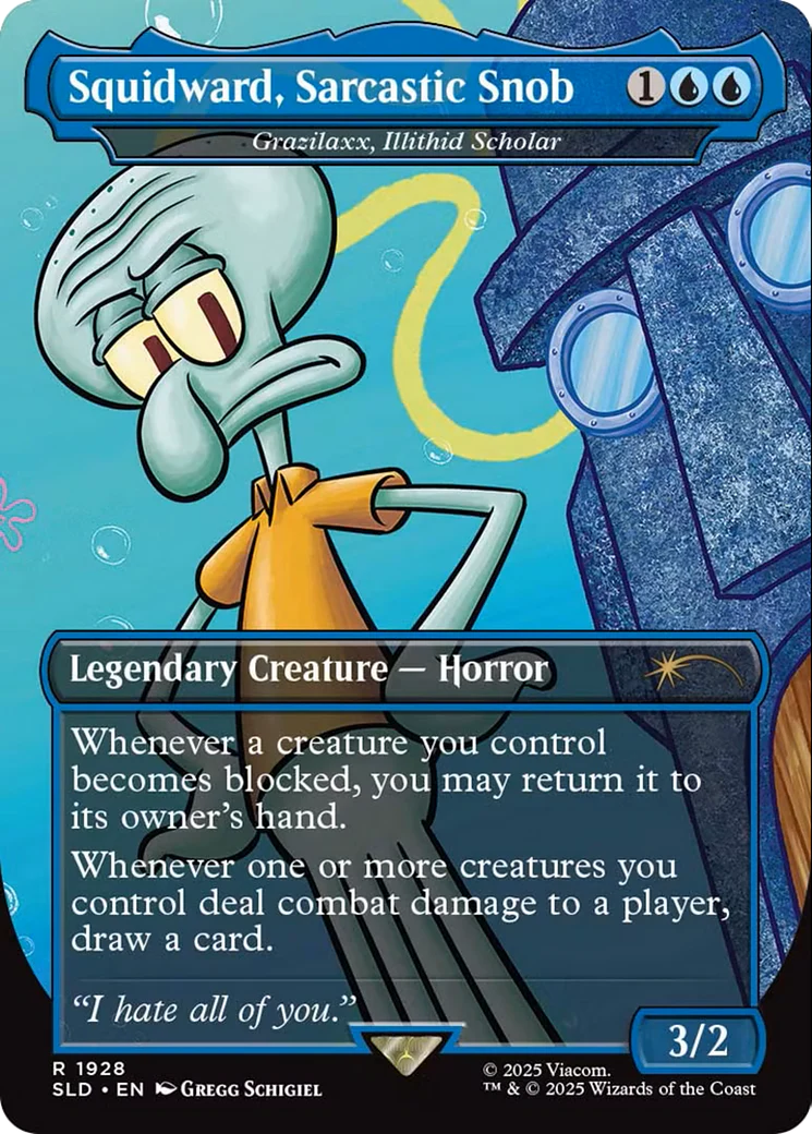 Squidward, Sarcastic Snob - Grazilaxx, Illithid Scholar [Secret Lair Drop Series] Foil