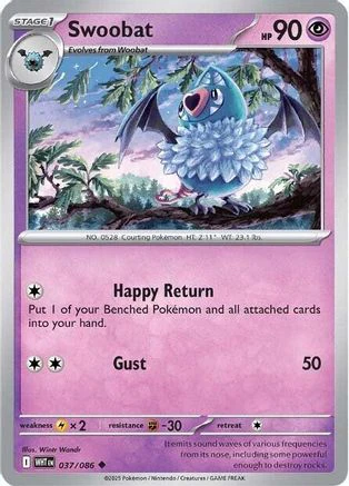 Swoobat 034/086 - Reverse Holofoil SV White Flare - Uncommon
