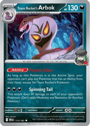 Team Rocket's Arbok (113/182) [Scarlet & Violet: Destined Rivals] Reverse Holofoil
