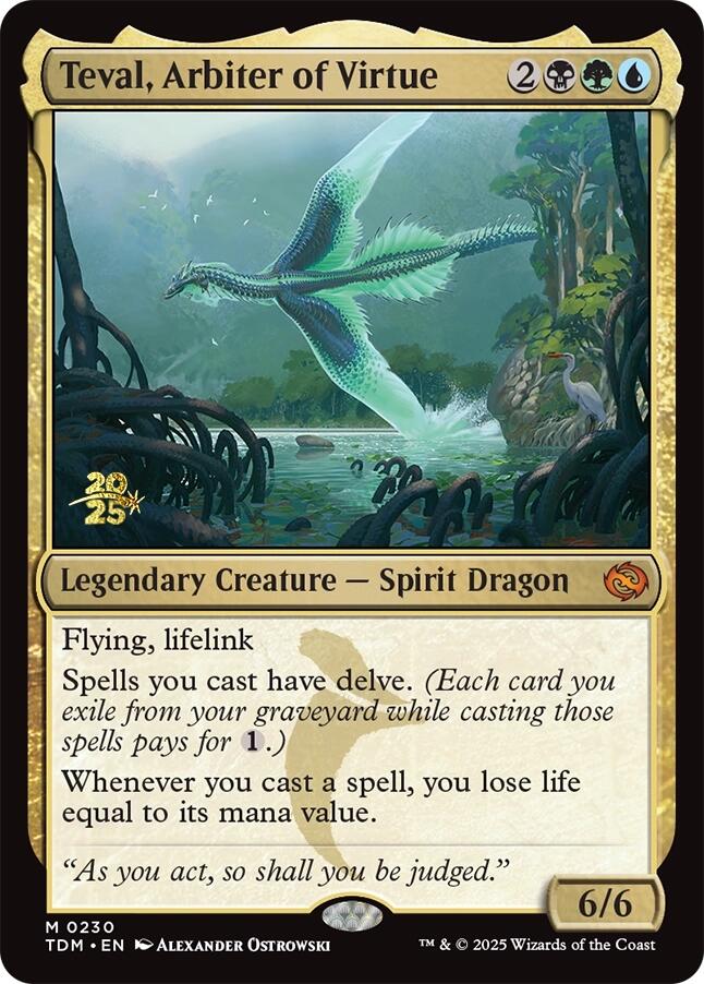 Teval, Arbiter of Virtue [Tarkir: Dragonstorm Prerelease Cards] Foil