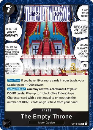 The Empty Throne (OP13-099) - [Carrying On His Will: 3rd Anniversary Tournament Cards]