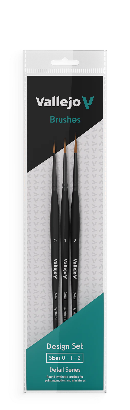 Vallejo Hobby Brushes: Detail Design Set - Synthetic fibers (Sizes 0, 1 & 2)