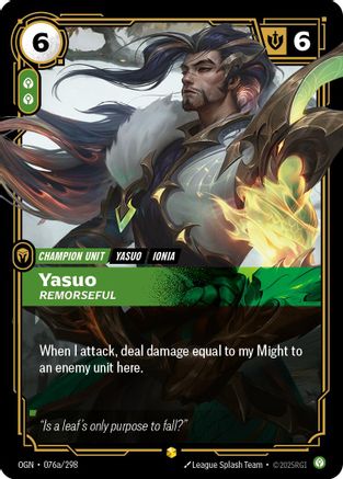 Yasuo - Remorseful (Alternate Art) (076a/298) - Riftbound - [Origins] Foil