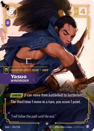 Yasuo - Windrider (205/298) - Riftbound - [Origins] Foil