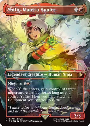Yuffie, Materia Hunter (Borderless) (Chocobo Track Foil)  [Commander: FINAL FANTASY] Foil