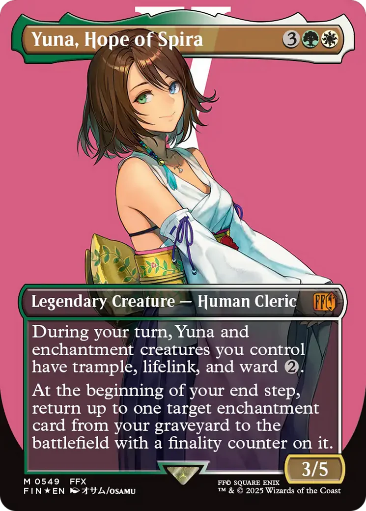 Yuna, Hope of Spira (Borderless) (Surge Foil)  [FINAL FANTASY] (Borderless) Foil
