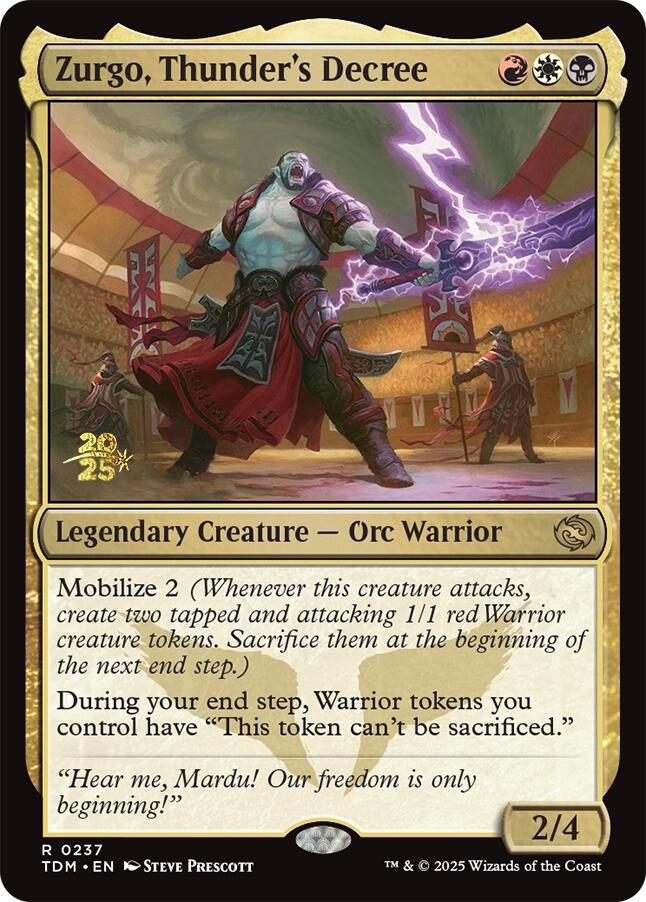 Zurgo, Thunder's Decree [Tarkir: Dragonstorm Prerelease Promos] Foil